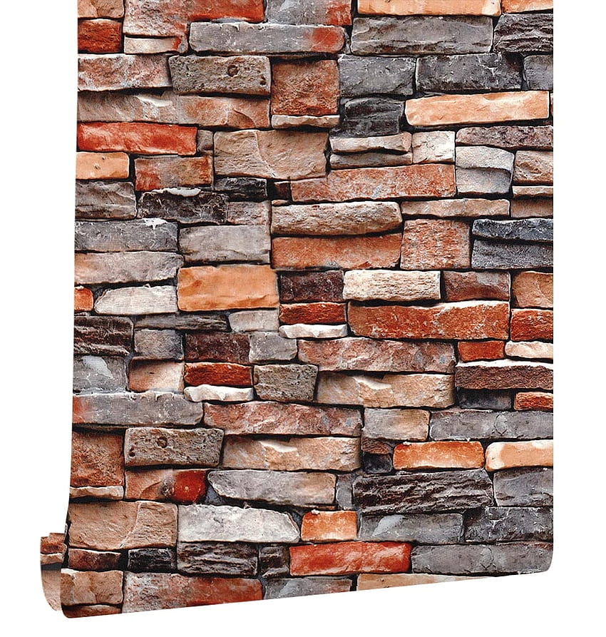 HaokHome Vintage Brick For Walls 3d Rolls Rusty Red Stone Realistic Paper Murals Home Bedroom Living room Decoration HD phone wallpaper