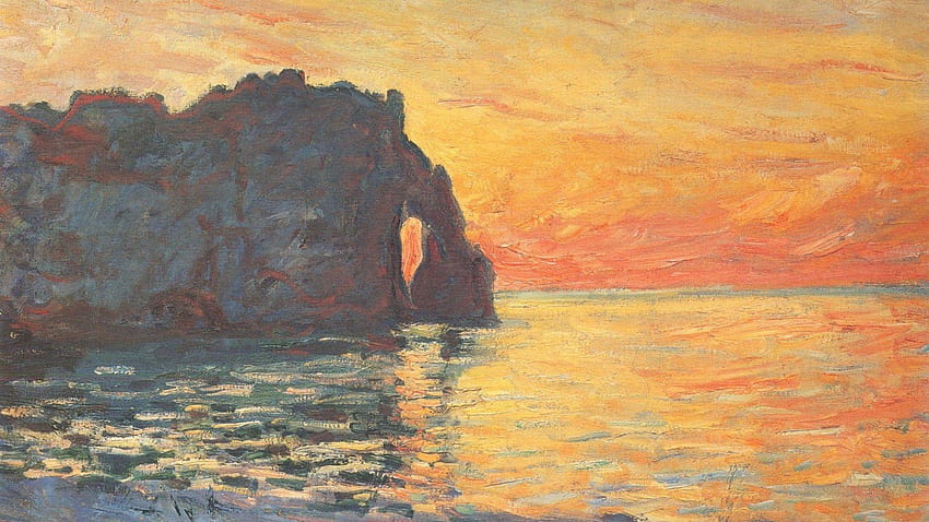 Paintings cliffs seaside claude monet impressionism HD wallpaper