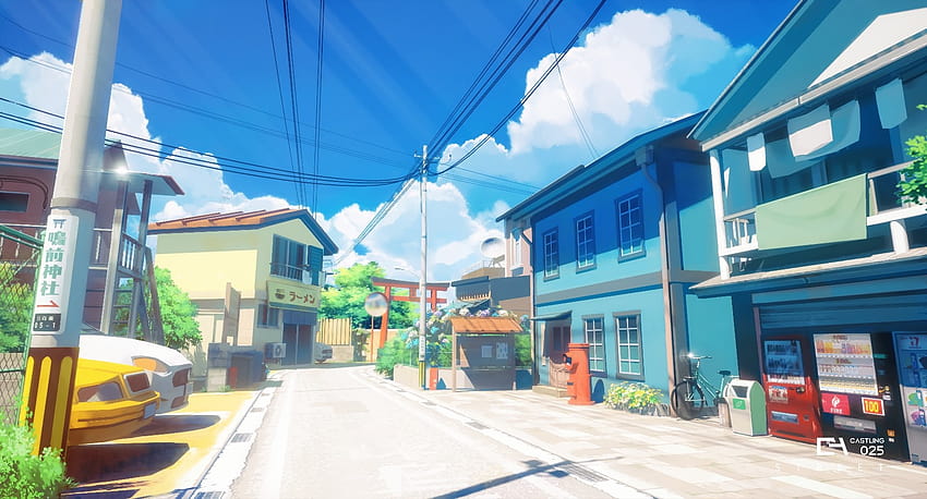 899704 Pixiv, Rochade, Haus, Stadt, Wolken, Anime, Anime-Nachbarschaft HD-Hintergrundbild
