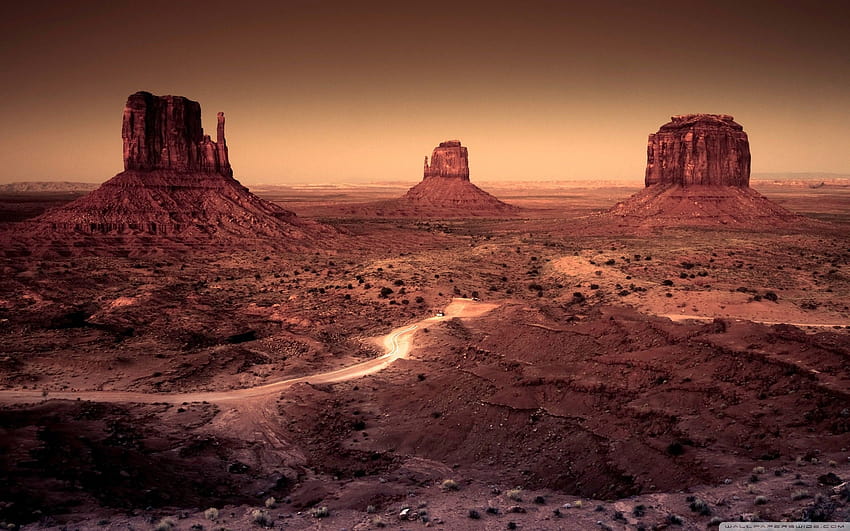 Lanskap alam gurun arizona monumen lembah formasi batuan, monumen lembah matahari terbenam ultra Wallpaper HD