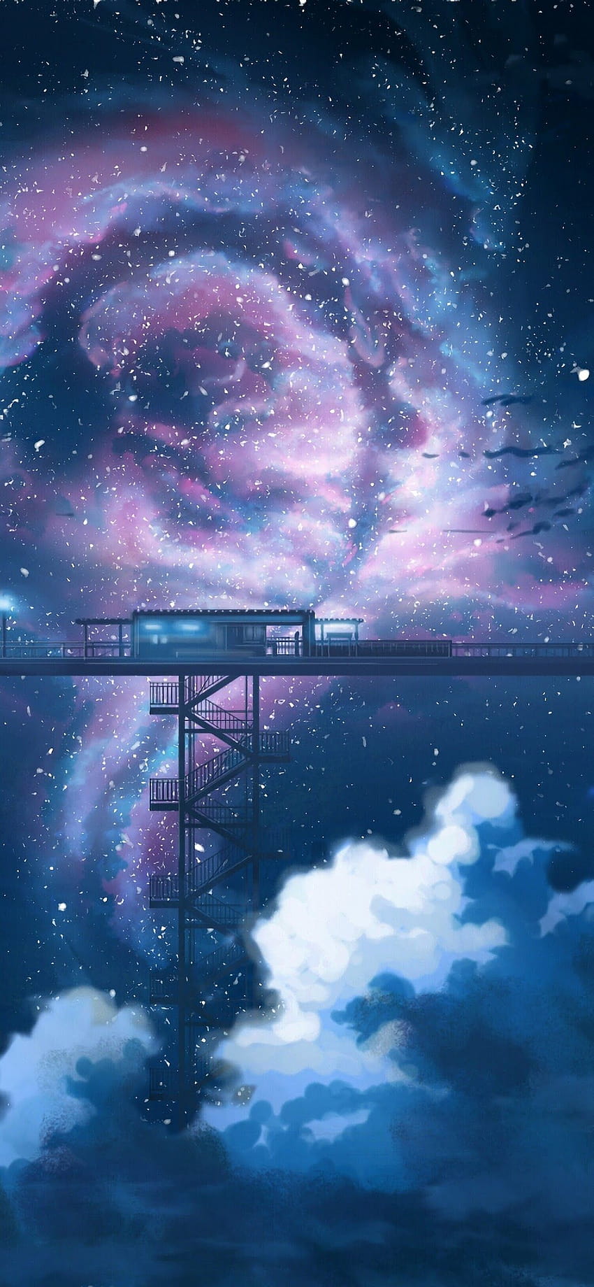 Anime Night Sky Stars Clouds Scenery, anime sky iphone 11 pro max HD phone wallpaper