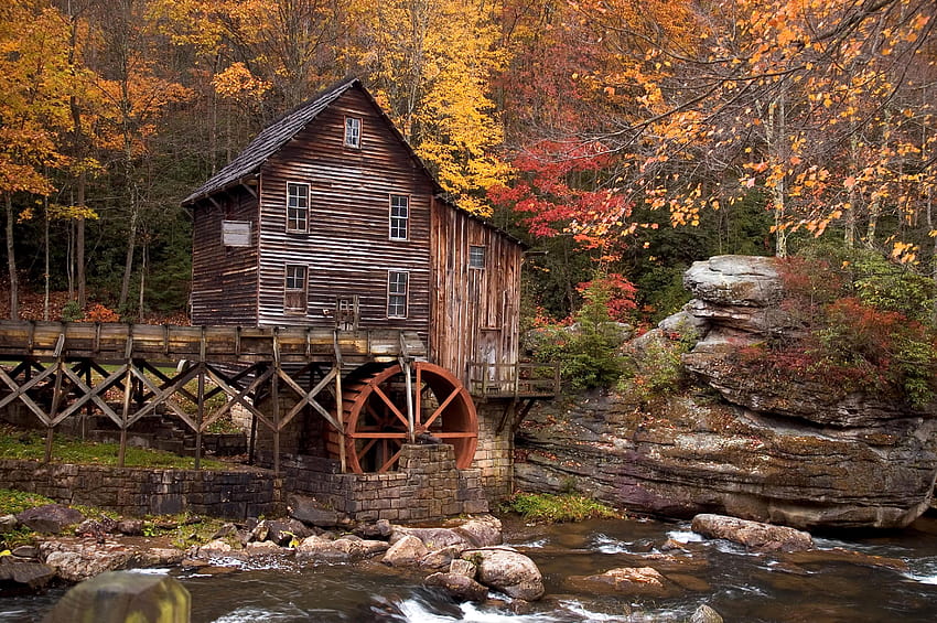 Glade Creek Grist Mill, West Virginia, USA, glade creek mill HD wallpaper