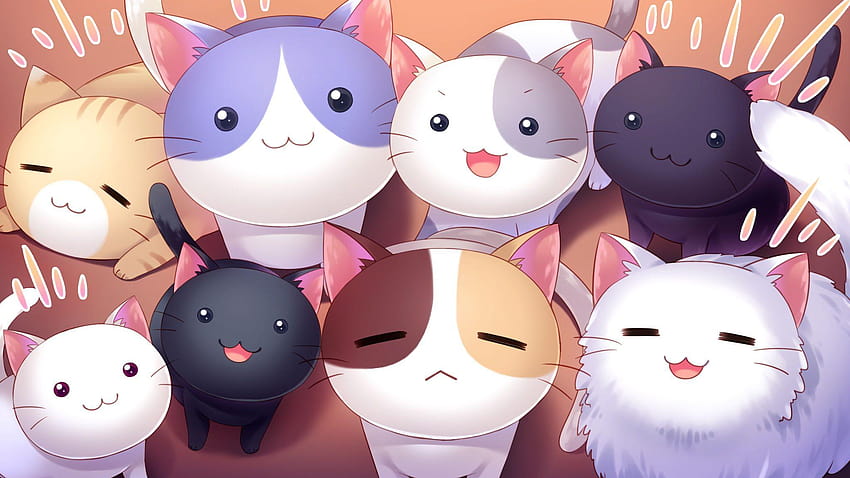 Chibi Cat, kawaii cat anime HD wallpaper