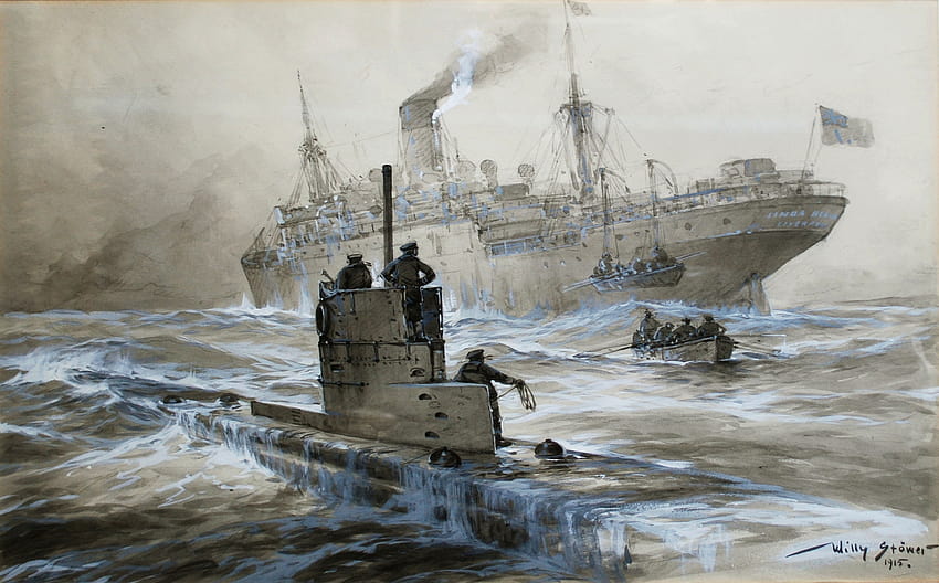 Unrestricted Submarine Warfare Drawing, uboat HD wallpaper