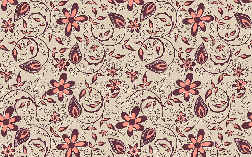 violet floral pattern, backgrounds with flowers, violet vintage background, floral patterns, vintage floral pattern, vintage backgrounds, purple retro backgrounds, floral vintage pattern with resolution 3840x2400 HD wallpaper