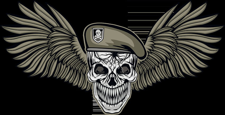 военен знак с череп и крила гръндж тениски с ретро дизайн 2512364 Vector Art във Vecteezy, военен череп HD тапет