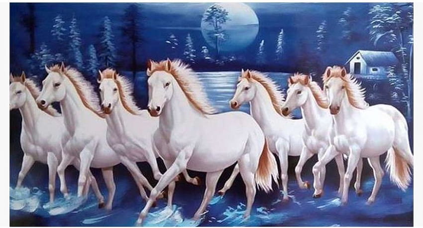 あなたのオフィスでこの方向に7頭の馬を走らせてください。運が変わります.7頭の馬は黒です 高画質の壁紙