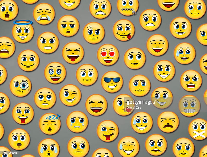 マンガ アニメ Emoji Emoticons On Gray Background High, mixed emoji 高画質の壁紙