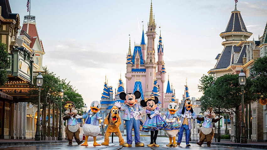 Партито по повод 50-ата годишнина на Walt Disney World започва на 1 октомври, замъкът на Дисни 2021 г. HD тапет