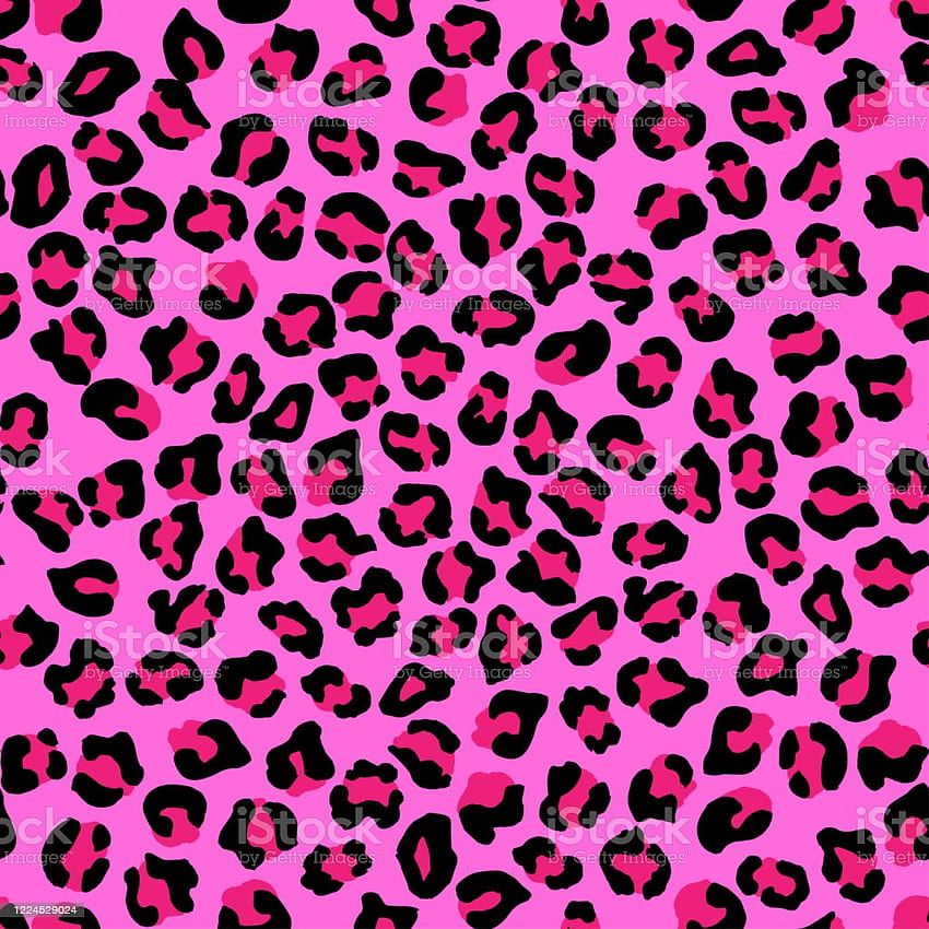 레오파드 매끄러운 패턴 벡터 동물 프린트 검정색과 분홍색 배경의 밝은 분홍색 반점 재규어 표범 치타 표범 모피 표범 피부 모조품은 옷이나 직물에 칠할 수 있습니다 스톡 일러스트, 핑크 치타 HD 전화 배경 화면