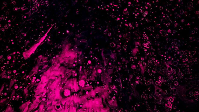 สีดำสีชมพูแอ็บสแตร็กเพ้นท์ลิควิดสเตนส์บลอตวอลล์, นามธรรมของเหลวสีม่วงชมพูและดำ วอลล์เปเปอร์ HD