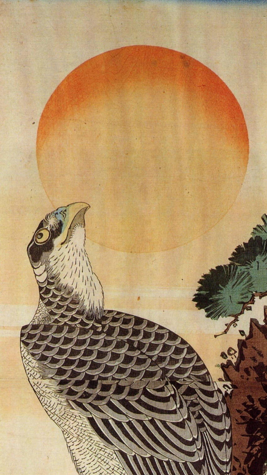 Obra de arte pássaro falcão katsushika hokusai ...caixa de parede, telefone hokusai Papel de parede de celular HD
