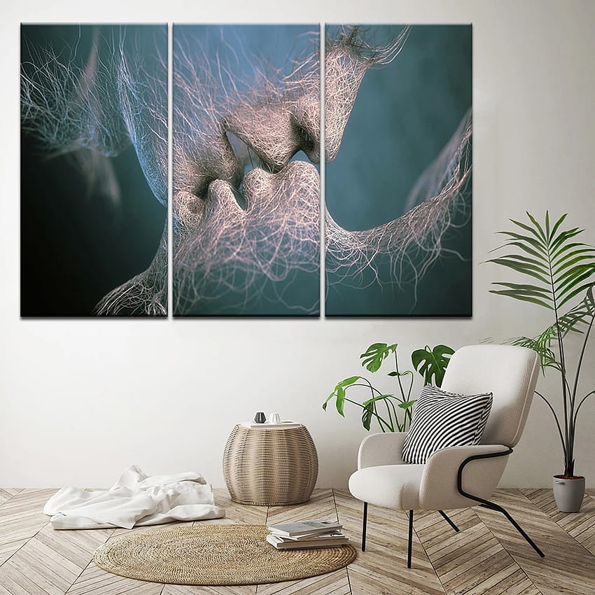 Canvas Painting Electric power kiss 3 Pieces Wall Art Painting Modular Sport Poster Print for living room Home Decor HD phone wallpaper