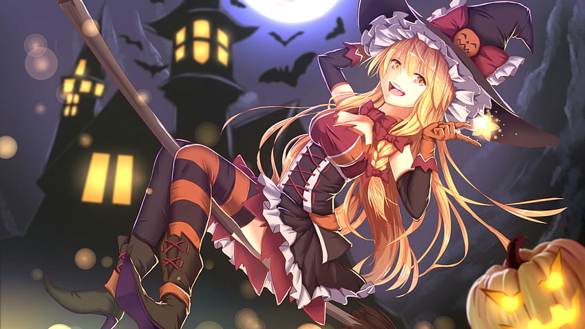1920x1080 Anime Girl Halloween Costume Witch Broom [ 1920x1080] for your , Mobile & Tablet, 1920x1080 anime girls HD wallpaper