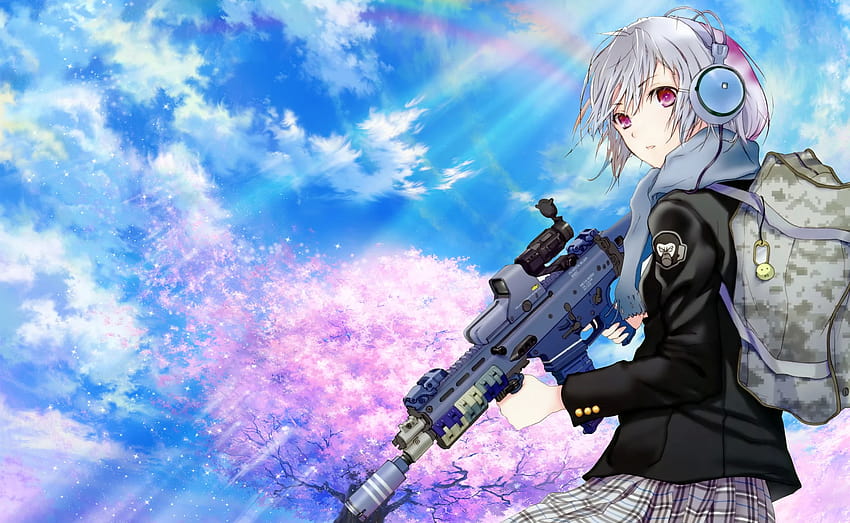 Anime Girl With Gun、銃を持った素晴らしいアニメ 高画質の壁紙