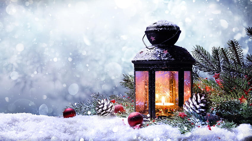 Christmas Lantern Nature Winter Snow Balls 2560x1440, winter lantern HD ...