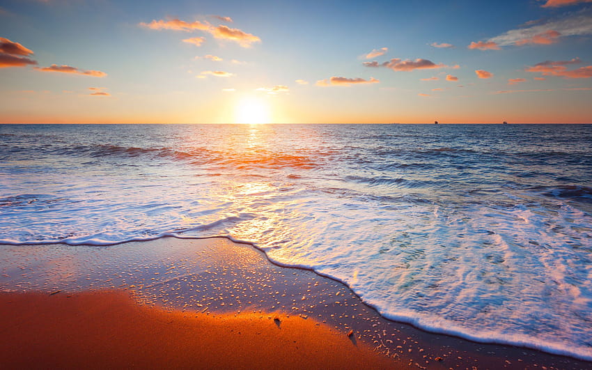 beach, Sand, Clouds, Landscape, Sea, Sky, Beautiful, Sunset, Scene, beach sun clouds sky HD wallpaper