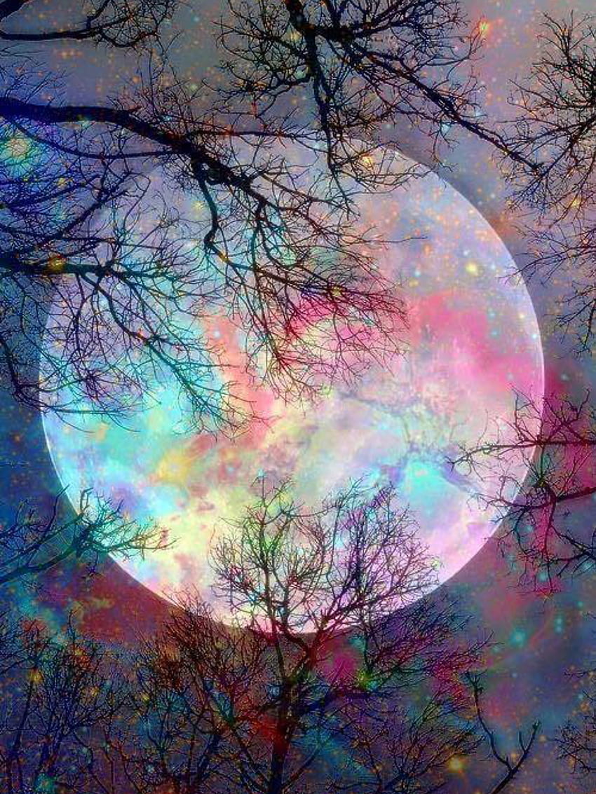 Това магическо фантастично творение... зимна луна от опал, магическа луна HD тапет за телефон