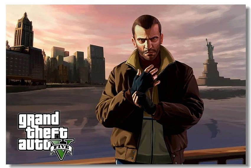 GTA5 Poster Grand Theft Auto Mapa Pintura Canvas, Video Game