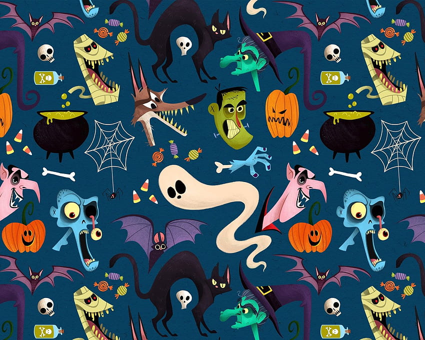 Pattern halloween , funny, ghost, graphics • For You For & Mobile, halloween ultrawide HD wallpaper