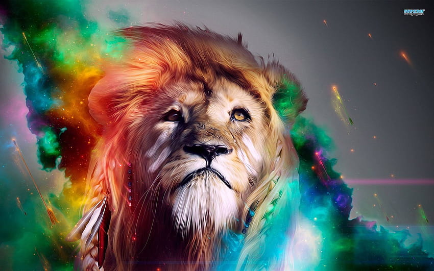 Cool Lion on Dog .dog, colorful lion HD wallpaper