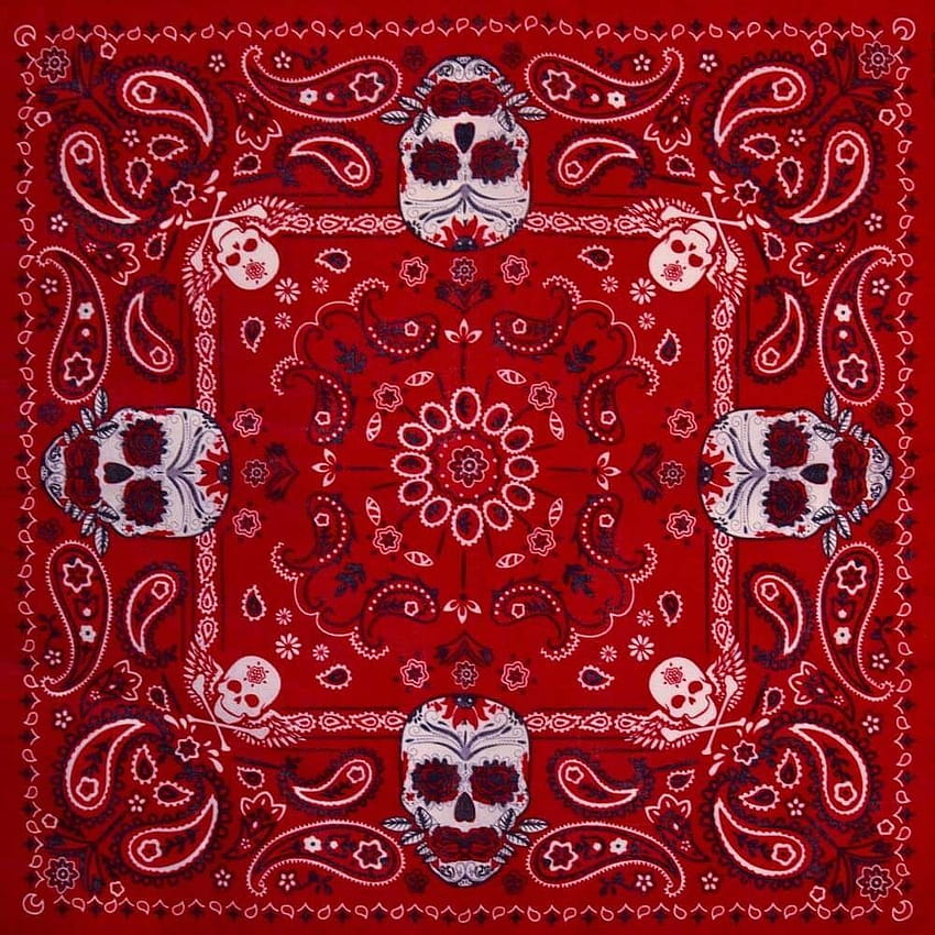 Red Paisley Sugar Skull Bandana., ผ้าพันคอเลือด วอลล์เปเปอร์โทรศัพท์ HD