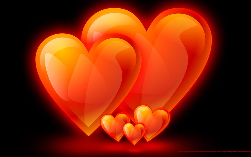 Glowing Orange Hearts Page HD wallpaper