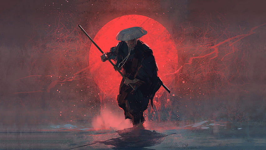 Samurai Art Fantasy, cyber samuraj Tapeta HD