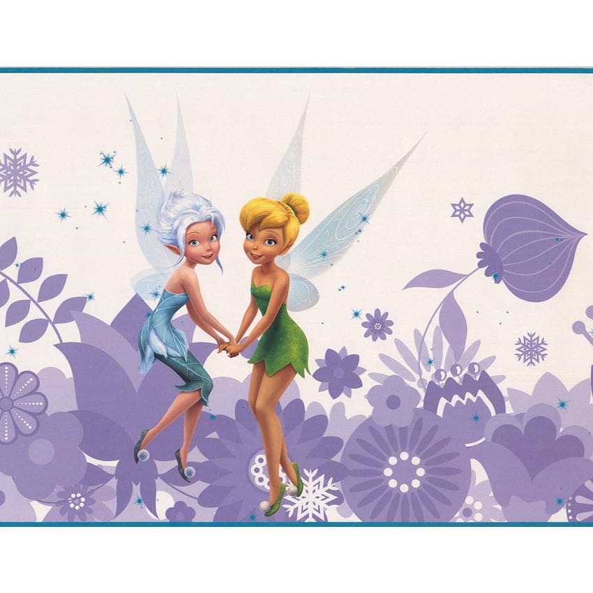 Disney Fairies Tinker Bell Fawn Iridessa Rosetta Silvermist Periwinkle Purple White Bordüre für Kinderzimmer, Spielzimmer, Wohnzimmer, Rolle 15' x 9 HD-Handy-Hintergrundbild