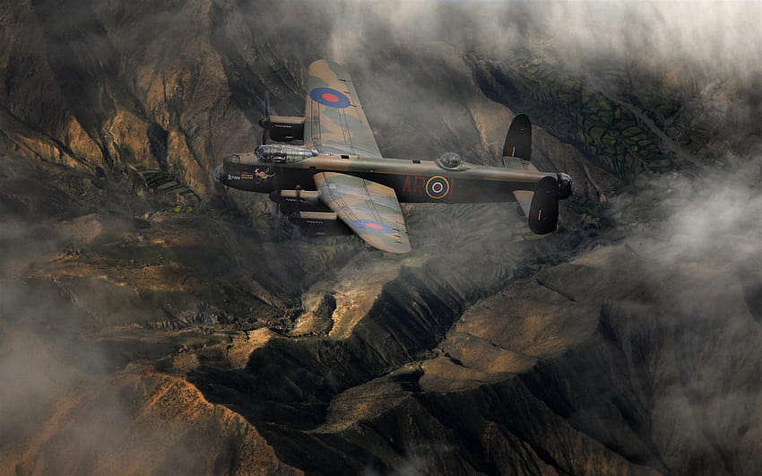 Avro Lancaster, британски тежък бомбардировач, RAF, Втора световна война, Кралски военновъздушни сили, Самолет от Втората световна война с резолюция 1920x1200. Висококачествен бомбардировач Avro Lancaster HD тапет