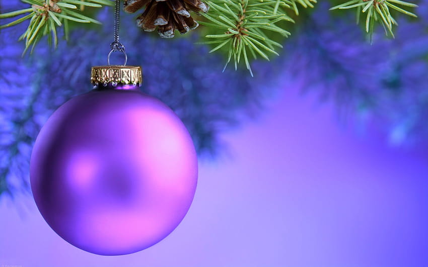 Purple xmas ball, Happy New Year, Merry Christmas, winter, Christmas Concepts, xmas balls, Christmas decorations with resolution 1920x1200. High Quality HD wallpaper