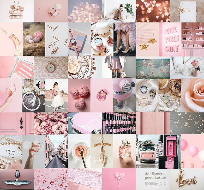 Collage Kit Pink/Neutral Aesthetic DIGITAL Set of, girly collage HD wallpaper