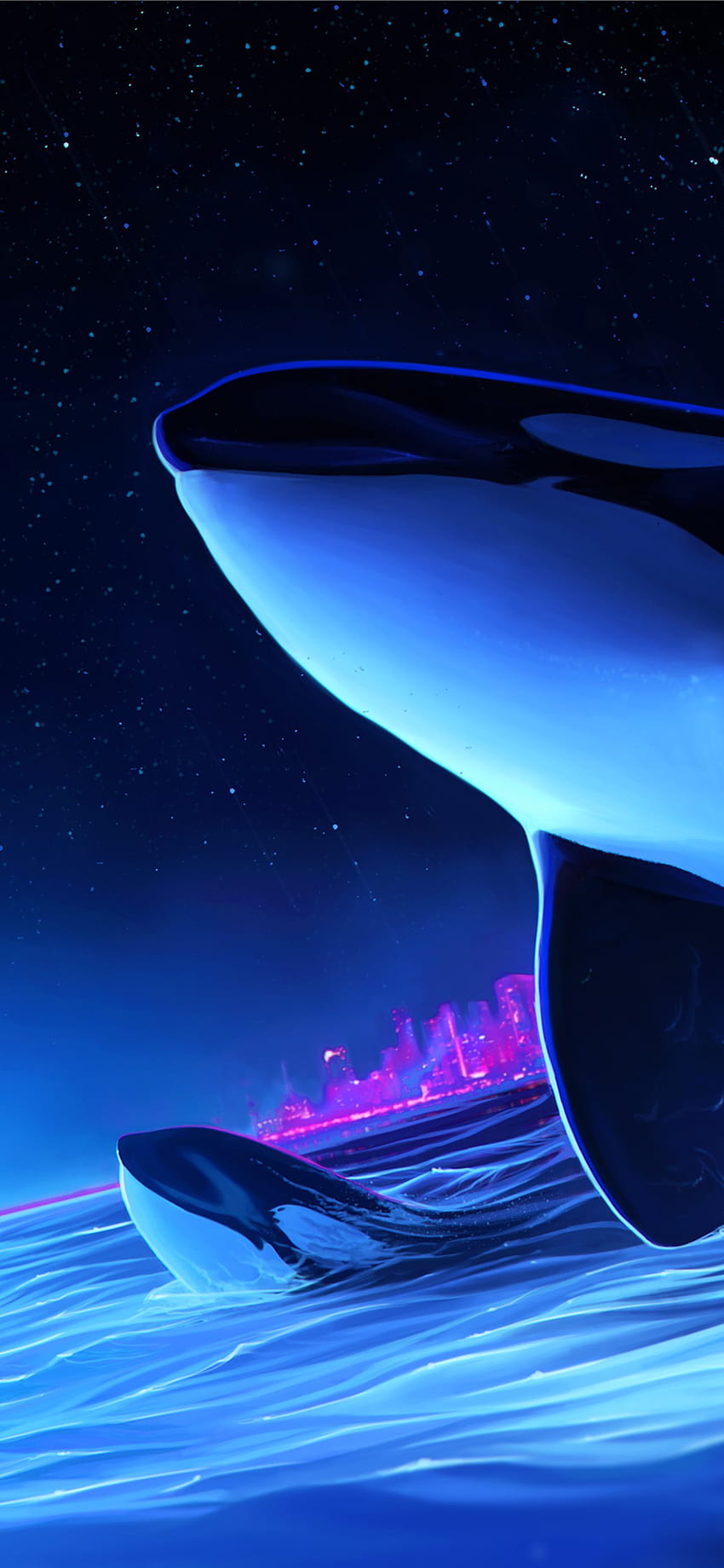 Dolphin Night Orca Whale ศิลปะดิจิตอล Sony Xperia X... iPhone โทรศัพท์ศิลปะดิจิทัล วอลล์เปเปอร์โทรศัพท์ HD