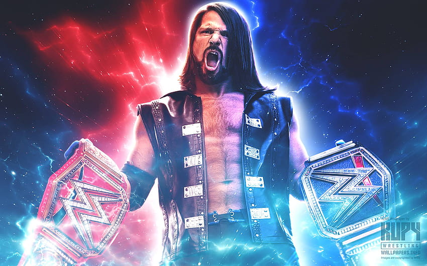 CO JEŚLI) AJ Styles WWE Champion ORAZ Universal Champion, wwe 2019 Tapeta HD