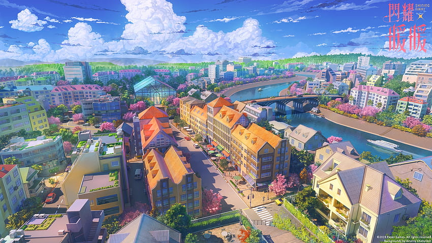 1920x1080 Anime Cityscape, Artwork, Buildings, Toon Shading, Clouds, Slice Of Life for , slice of life anime HD wallpaper