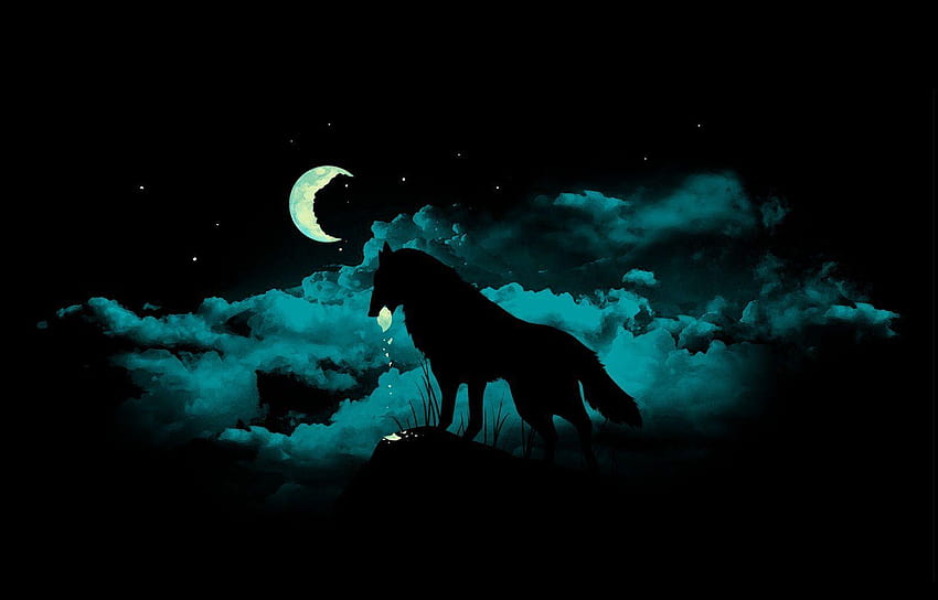 Група лунни вълци, вълк, виещ на червената луна HD тапет