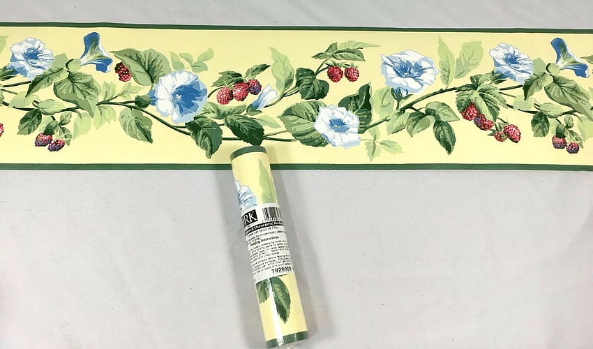 YORK Sınır Sarı Yeşil Kırmızı Ahududu Meyve Çiçeği Mavi Çiçekli Asma satılık çevrimiçi HD duvar kağıdı