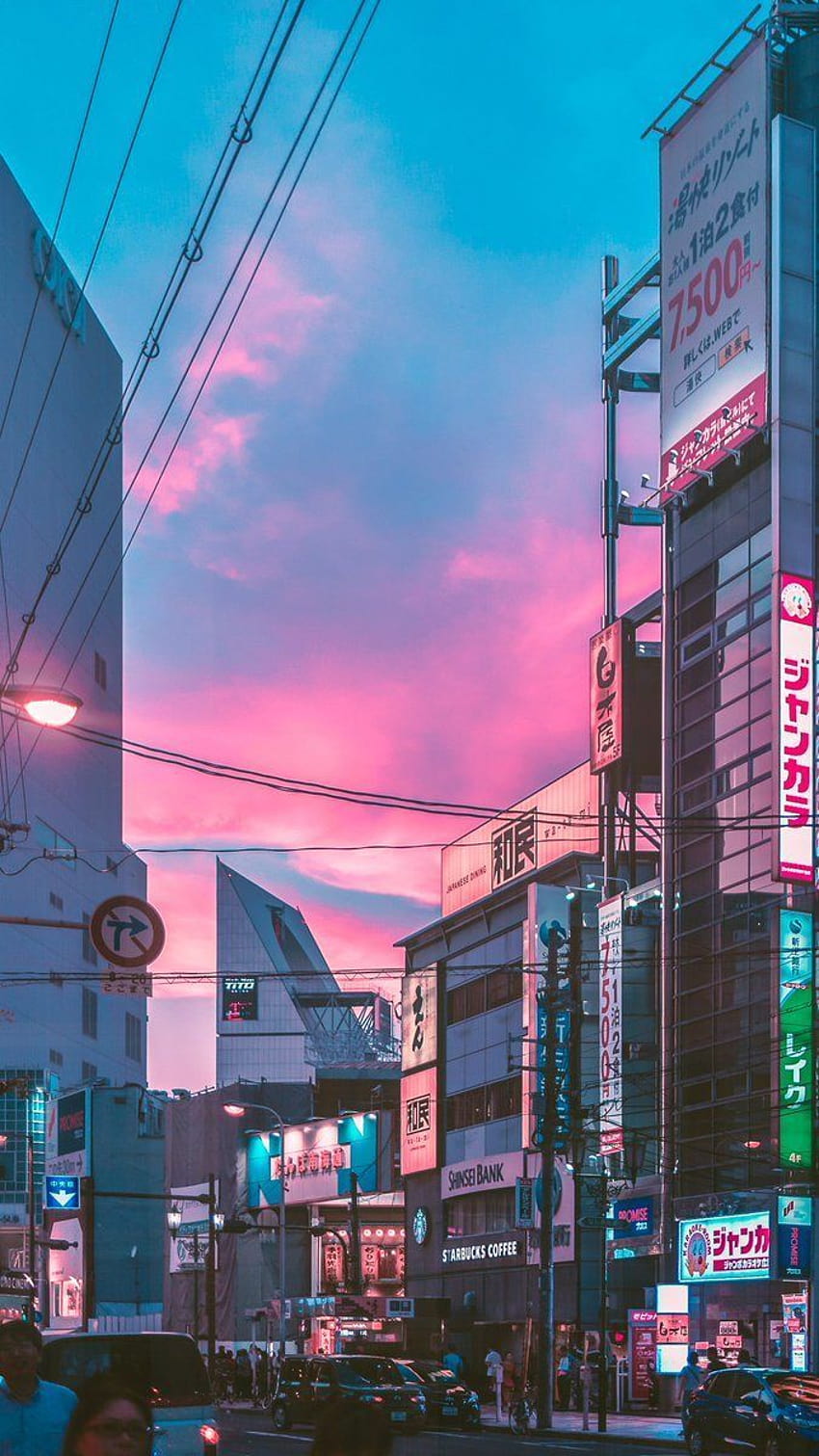 Retro japonés, calle de anime de Japón fondo de pantalla del teléfono