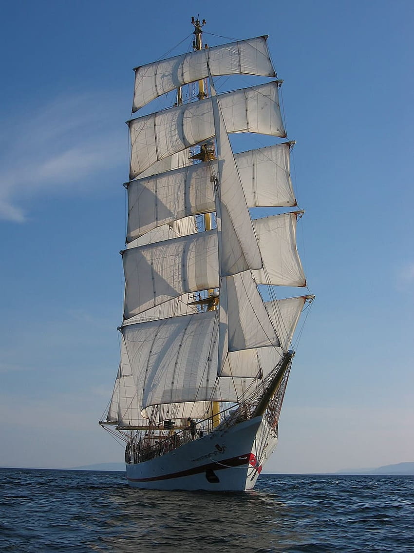 : white sail ship during daytime, schooner, nautical, white sails HD phone wallpaper