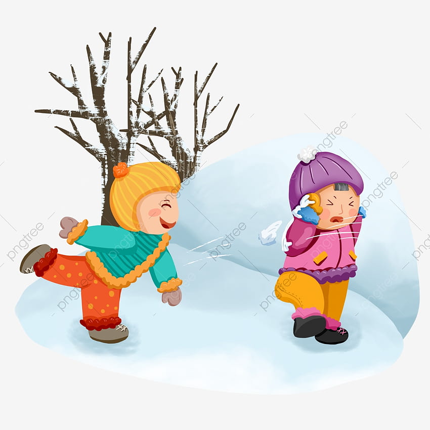 만화 귀여운 소녀 겨울 눈 덮인 눈덩이 놀이 요소, 만화, 귀여운, 소녀무료 클립 아트 에 대한 PNG 및 PSD 파일 HD 전화 배경 화면