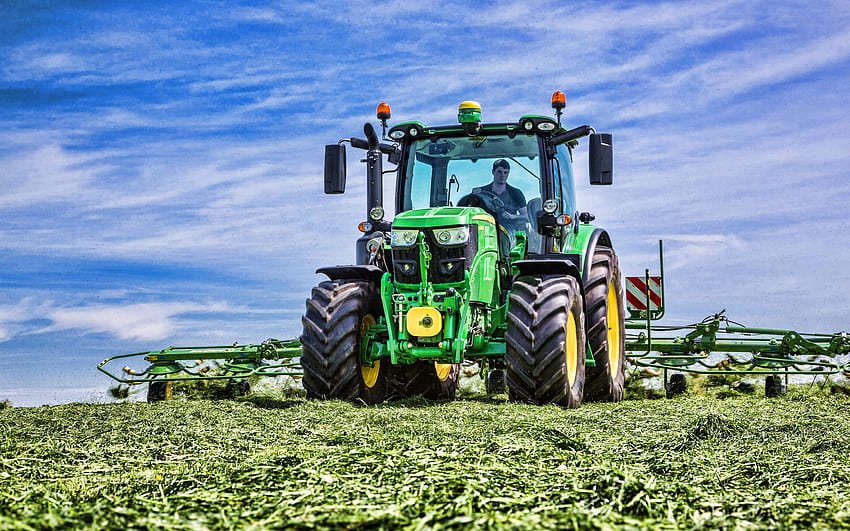 John Deere 6130R, R, ฤดูร้อน, 2020 รถแทรกเตอร์, เครื่องจักรกลการเกษตร, การเก็บเกี่ยว, รถแทรกเตอร์สีเขียว, เก็บหญ้า, เกษตรกรรม, John Deere ด้วยความละเอียด 2880x1800 เกษตรกรรมฤดูร้อนคุณสูง วอลล์เปเปอร์ HD