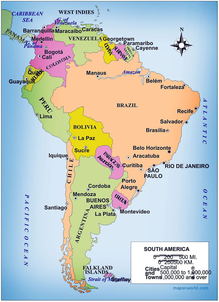 Mapa de América del Sur, mapa de América fondo de pantalla del teléfono