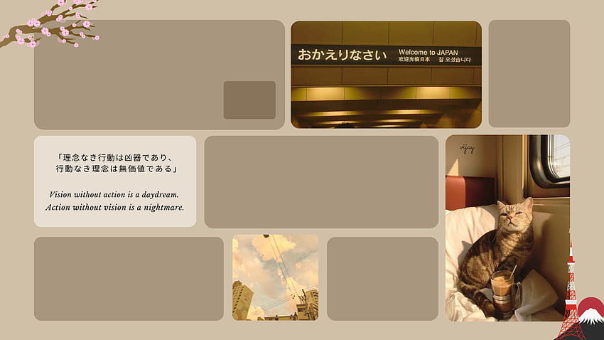 Organizador de estética beige japonés, estética beige fondo de pantalla