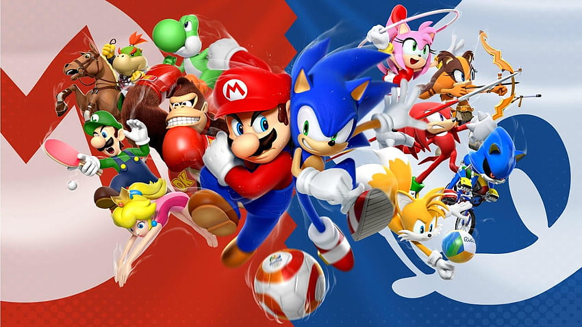 Mario dan Sonic, sonik vs mario Wallpaper HD