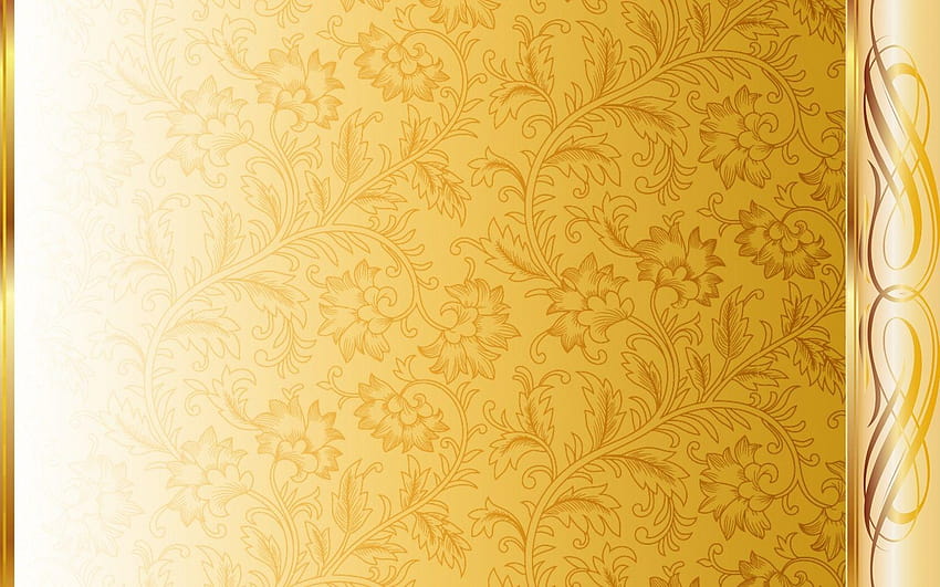 Ornamen Pola Bunga Emas, warna emas muda Wallpaper HD