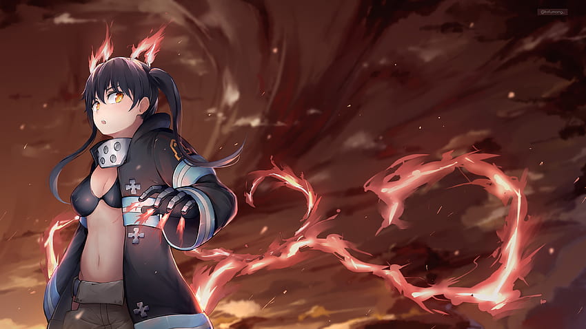 Zeichnete einen Hintergrund von Tamaki von Fire Force! : Anime HD-Hintergrundbild
