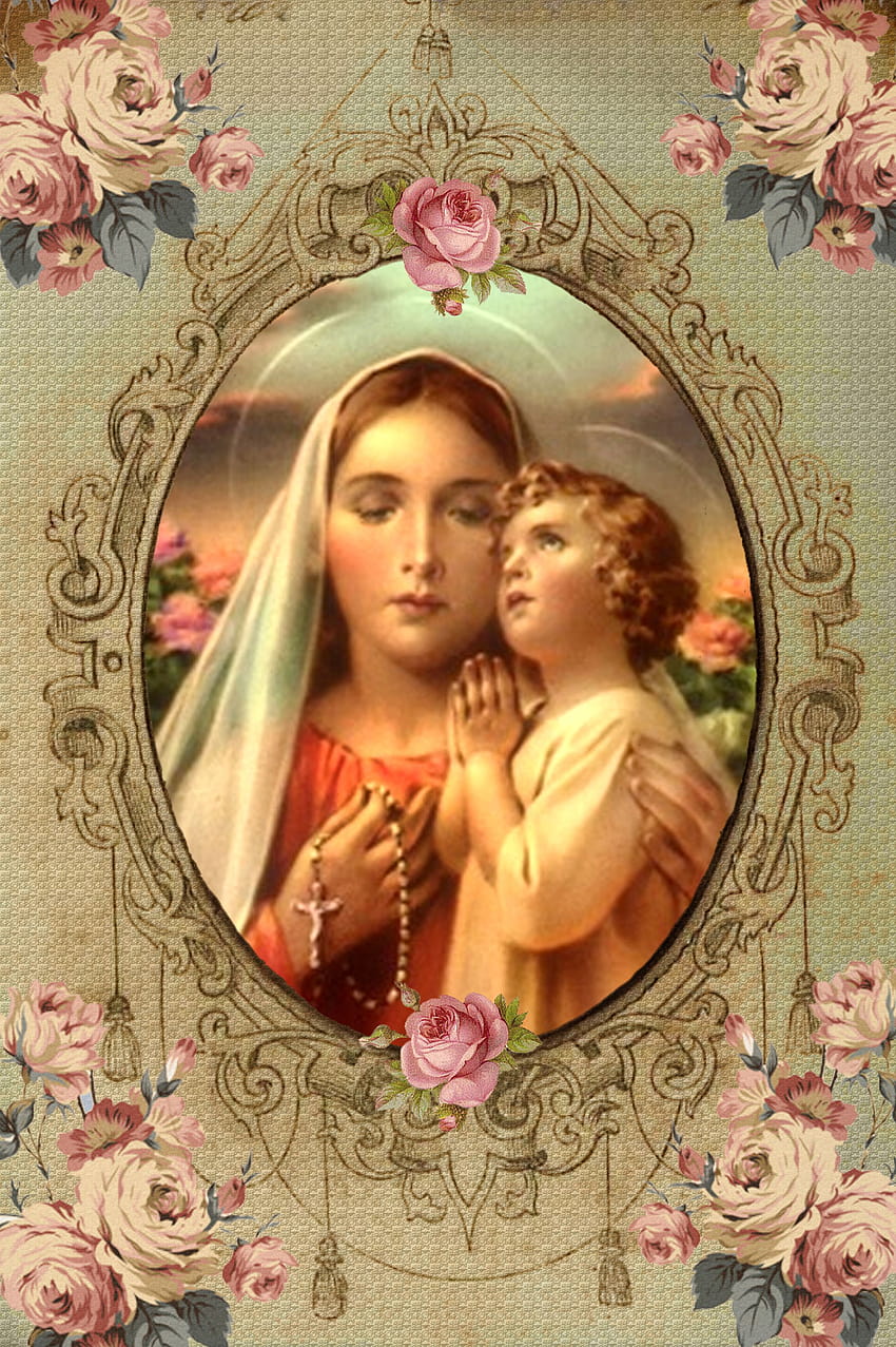 성모님과 아기 예수, 어머니 마리아와 함께 있는 아기 예수 HD 전화 배경 화면