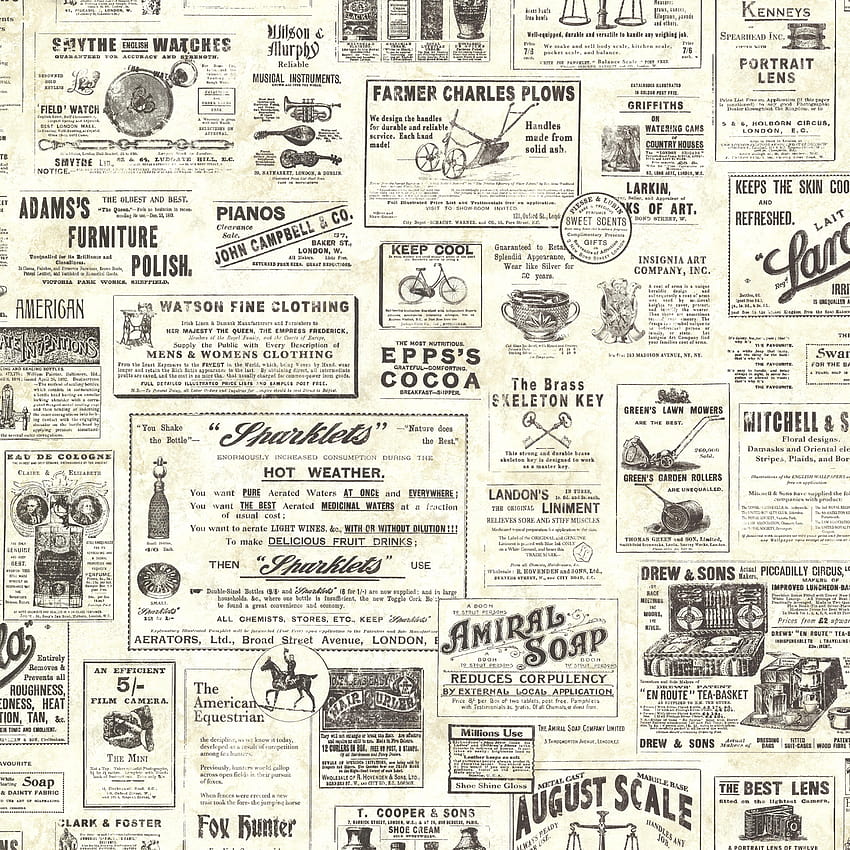 Chesapeake Adamstown Cream Vintage Newspaper, ipad bege vintage Papel de parede de celular HD