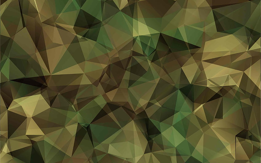 low poly camouflage, camouflage backgrounds, green camouflage, military abstract camouflage, green backgrounds, camouflage textures, low poly art, camouflage pattern with resolution 3840x2400. High Quality HD wallpaper