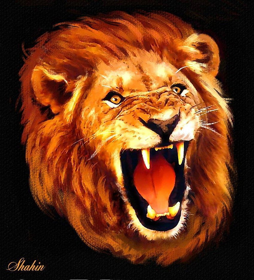 Lion Face , Clip Art, Clip Art on, lion head roaring HD phone wallpaper